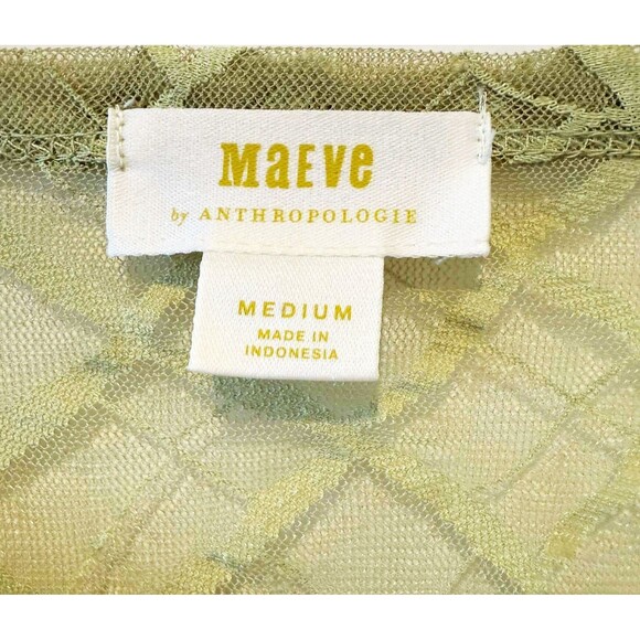 MAEVE ANTHROPOLOGIE SHEER BABYDOLL BLOUSE TOP Chartreuse Oversized sz. Medium - Picture 5 of 7